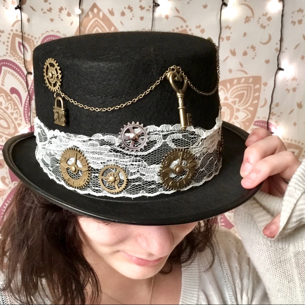 Steampunk Top Hat Black and Lace NWT - Picture 1 of 6